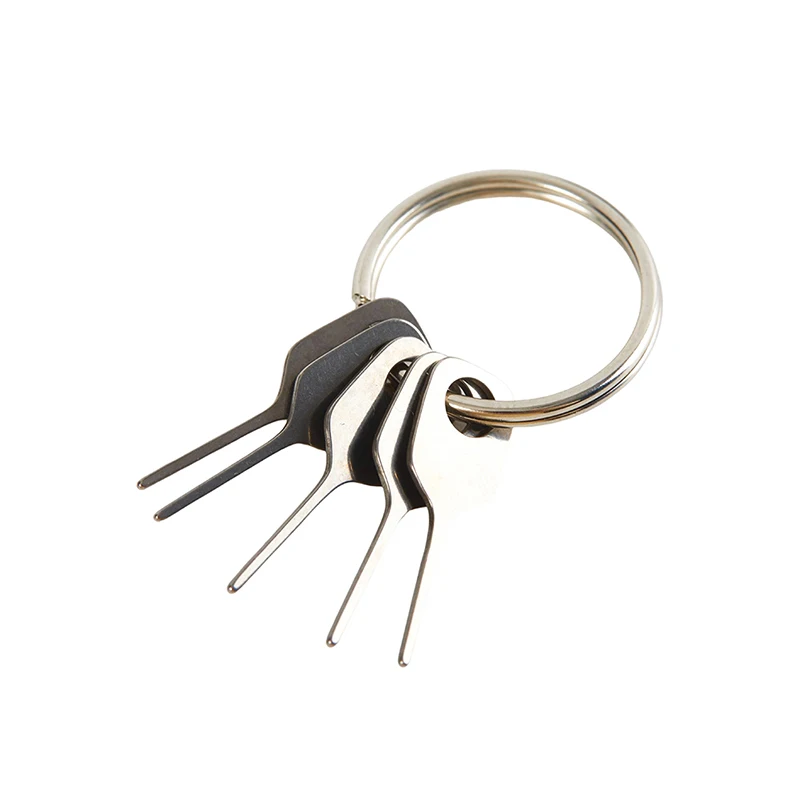5PCS Anti-Lost Sim Card Removal Needle + Ring Key Tool Phone Ejecting Pin SIM Tray Ejection Keyring sim card removal tool