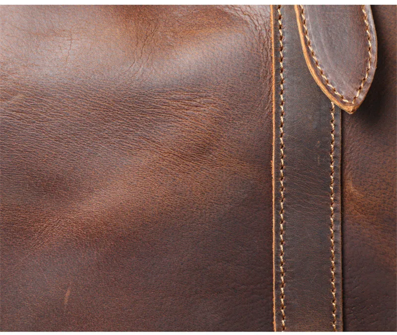 Vintage große Kapazität Crazy Horse Rindsleder Herren Einkaufstasche natürliche echtes Leder Arbeitshandtasche Shopping Schulter Messenger Bags – Detail 16