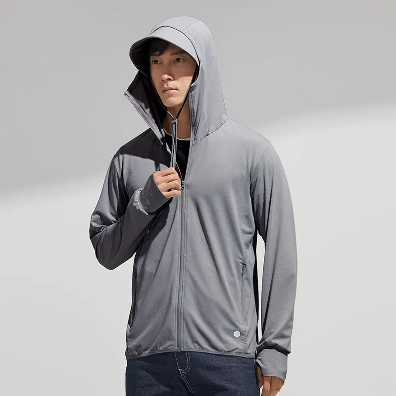 Men's Summer Jacket UPF50+ Sunscreen Hooded Jacket for Men Women Ice Silk Outerwear Anti UV Lightweight Breathable Clothing Coat