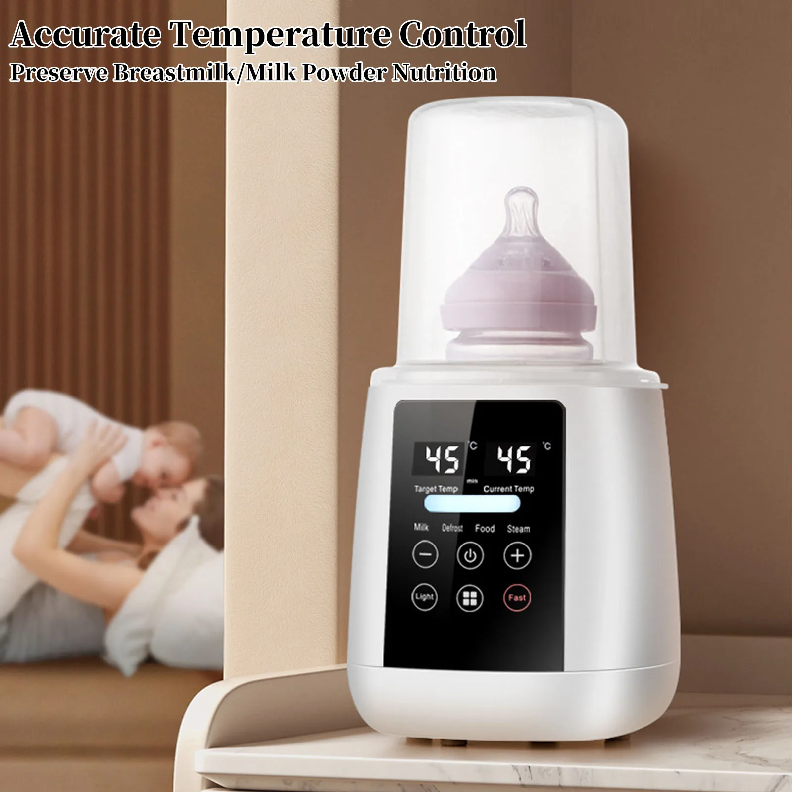 6-in-1 Baby Milk Bottle Warmer Fast Warming Multi-Functional 48H Thermostat Baby Milk Warmer with Thaw for Breastmilk or Formula