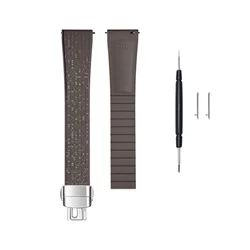 Fashionable Marseille Pattern Fluororubber Smartwatch Strap - Men's High - End Watch Accessory - 20mm (Deep Brown)