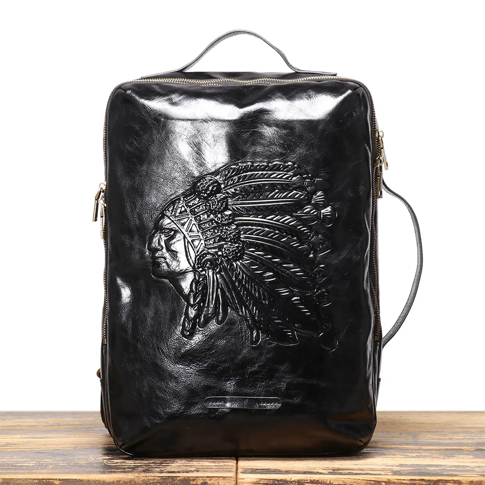 Vintage Men's Genuine Leather Backpack with Multi-functional Laptop Compartment