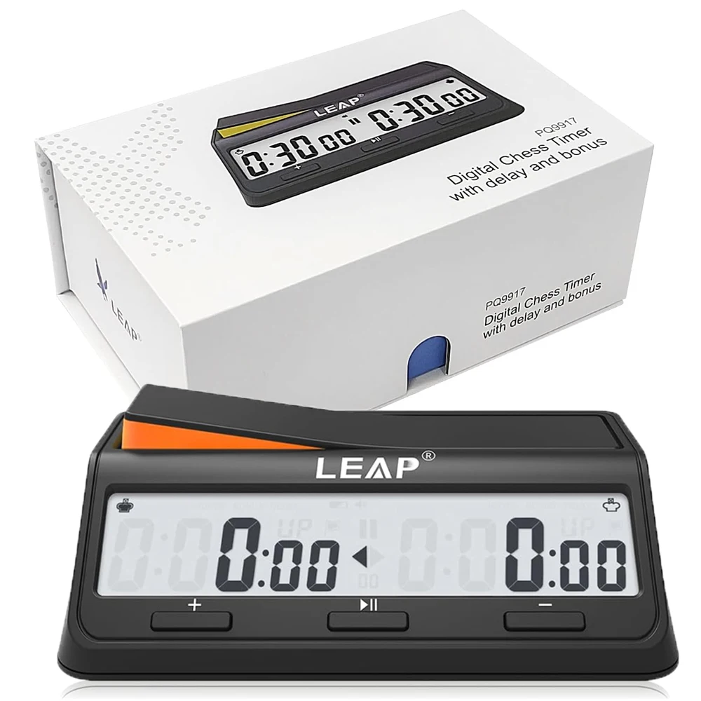 LEAP Orologio da scacchi, timer digitale avanzato per gioco e scacchi con bonus e ritardo, conto alla rovescia verso l'alto, allarme