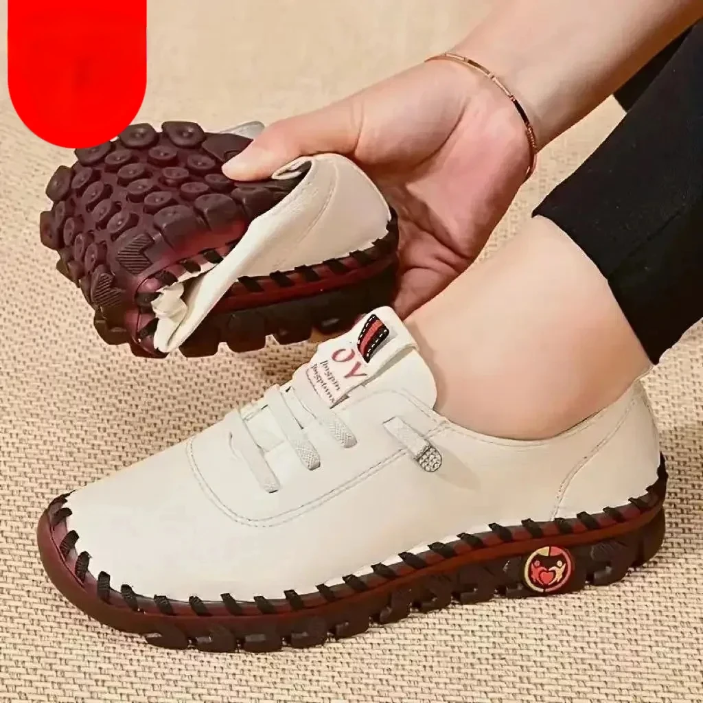 Women Shoes Spring Casual Platform Loafers Lace Up Leather Flats Slip-On Mom Shoe Mujer Zapatos Chaussure Femme