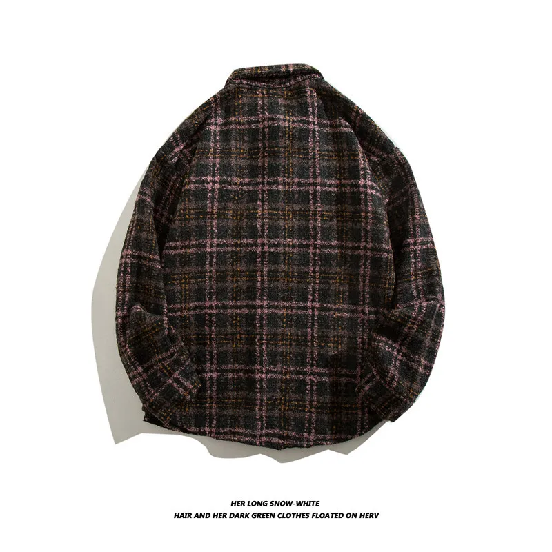 Retro Woolen Plaid Shirt Long Sleeved Autumn And Winter Korean Casual Men And Women Luxury Designer High-End Lapel Loose Jacket