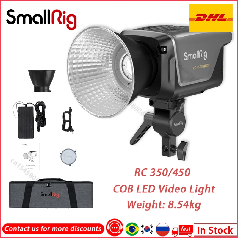 Smallrig-RC350 RC450 사진 스튜디오 플래시 라이트, 전문 COB 필 라이트 블루투스 앱 제어 LED 비디오 사진 3961