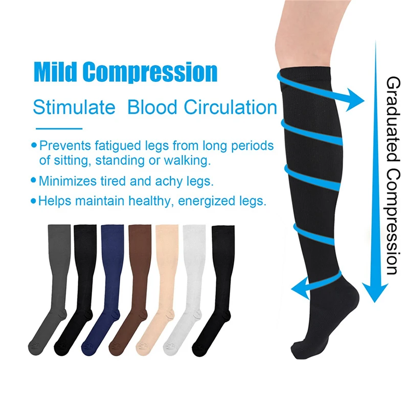 Compression Socks Men Women Varicose Veins Diabetes Swelling Medical Zipper Nurse Elastic Socks Gym Yoga Knee Pressure