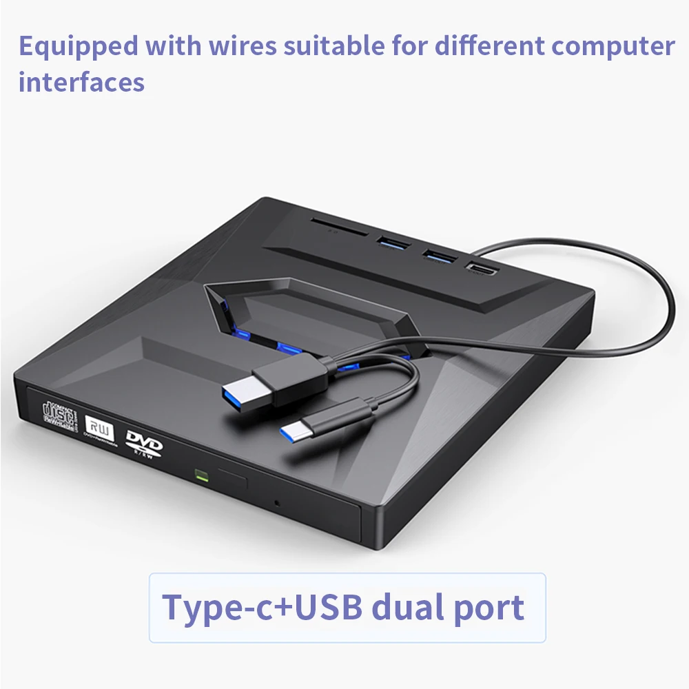TISHRIC 외장 CD 플레이어, B21-Y 외장 광학 드라이브, C 타입, USB3.0 DVD 드라이브, DVD, CD-ROM RW 리더, 라이터 버너