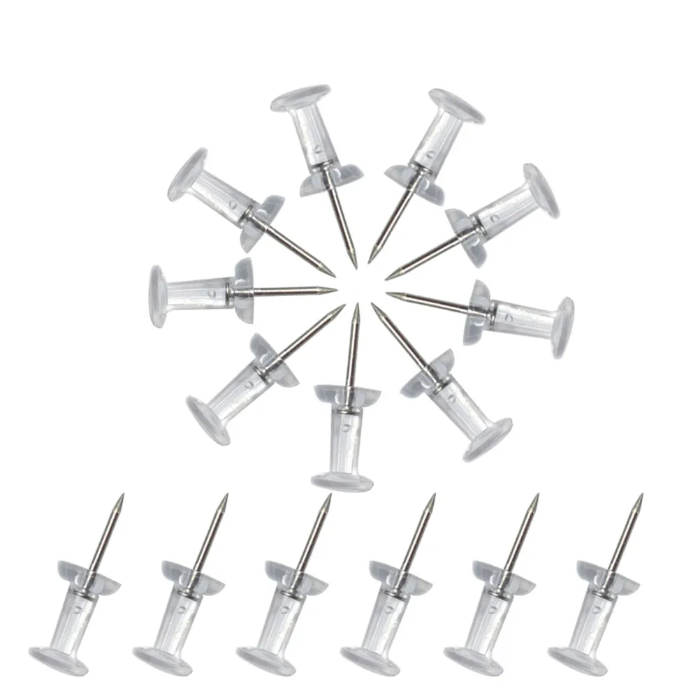 200Pcs 게시판용 투명 푸시핀 사무실 학교 가정 조직용 경량 물체 홀더 벽걸이 달력용 못