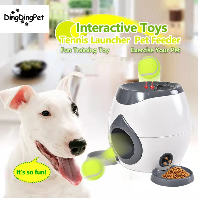 Automatic Pet Feeder Interactive Take Tennis Launcher Dog Training Toy