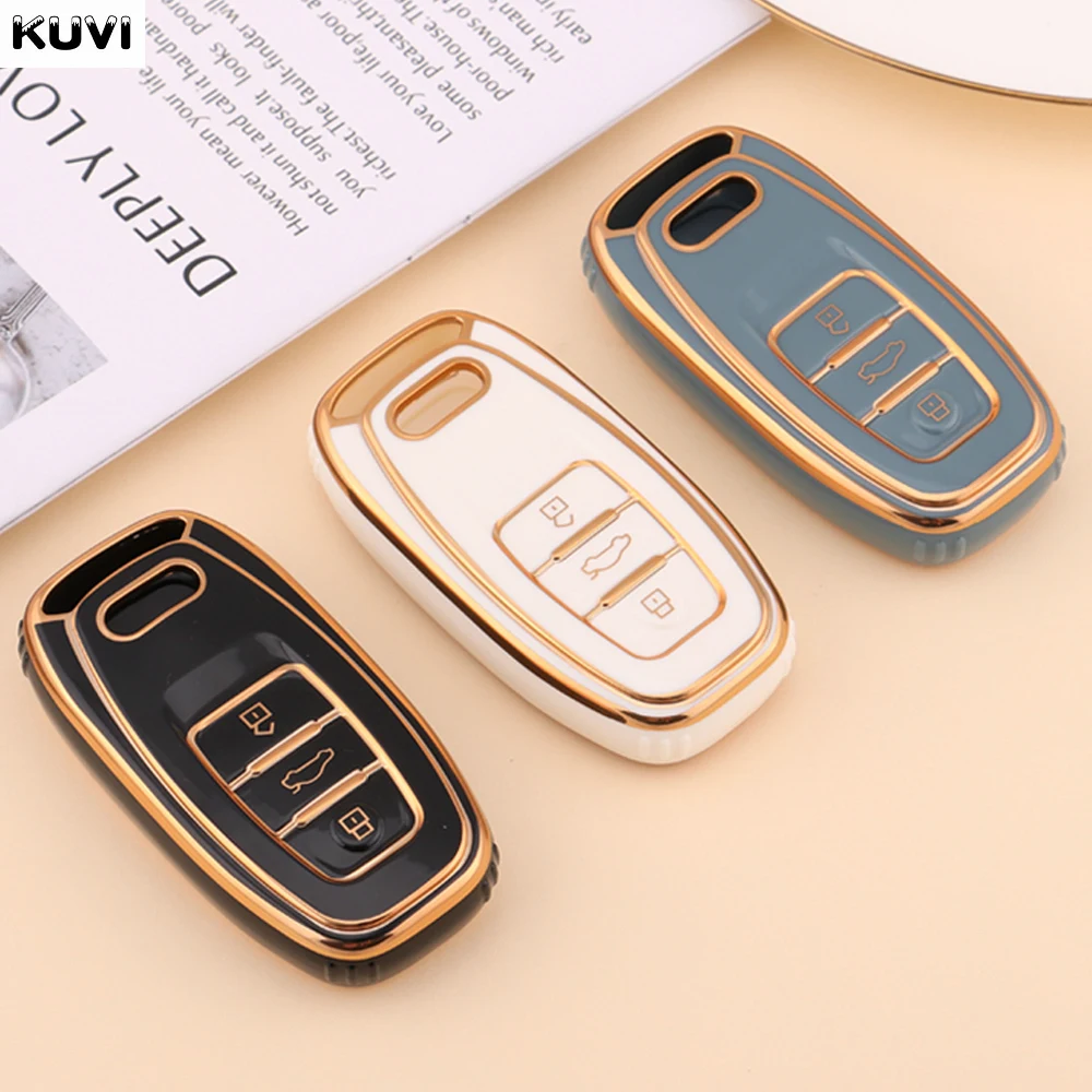 Key Case Key Case Cover Car Key Shell New TPU 6D Plating Car Remote Smart Key Cover Case Shell For Audi A1 A3 A4 A5 A6 A7 A8 Quattro Q3 Q5 Q7 2009-2015 Accessories