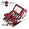 Women Vintage Oil Wax Leather Short Wallet Zipper Small Coin Pouch Two-fold Hasp Mini Purse Card Holder Ladies Fashion Clutch 4