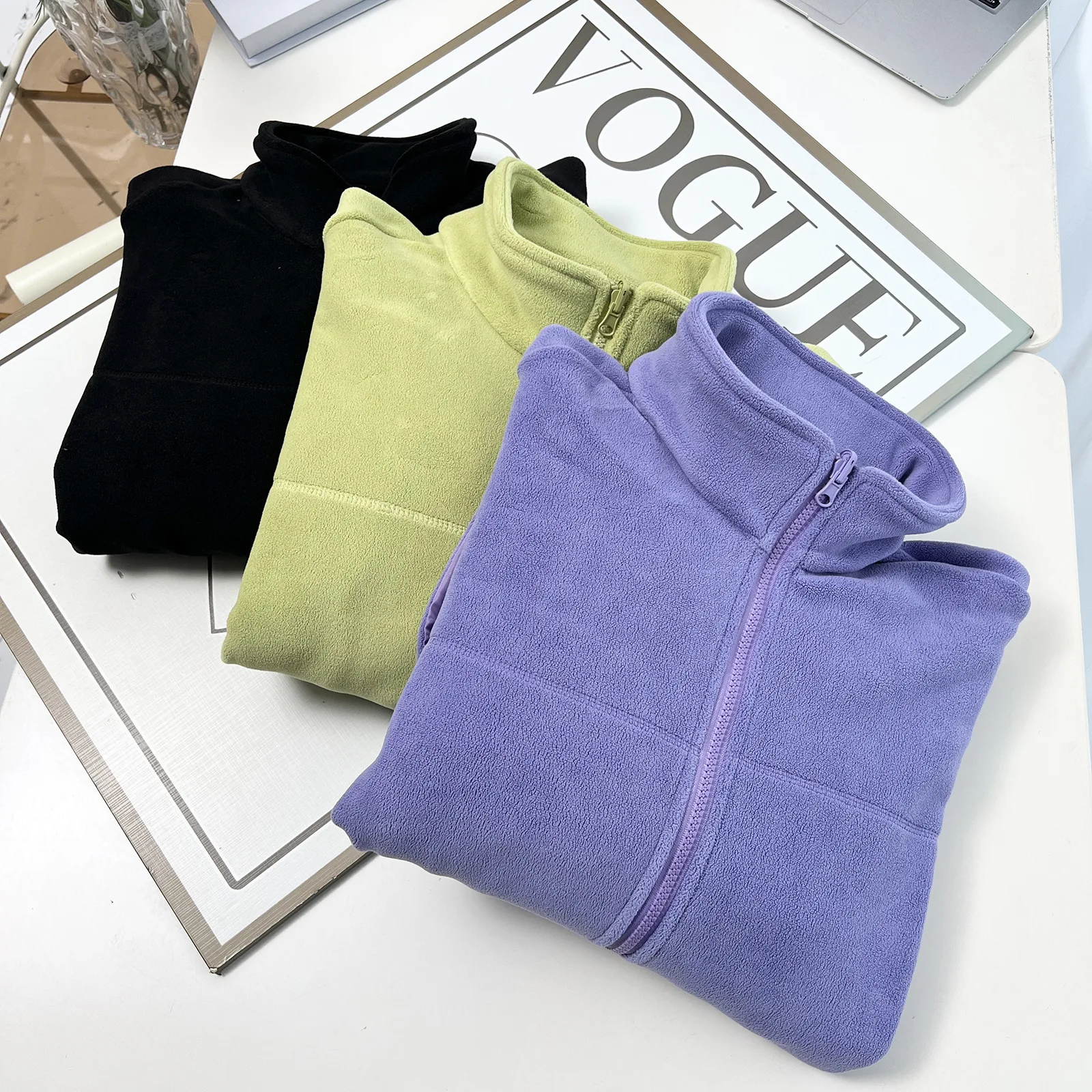 XXXXXL FASHION PLUS SIZE WOMEN'S Polar Fleece Jacket 2025 Autumn/Winter New Simple Solid Color Warm stand-up Collar Coat 2604