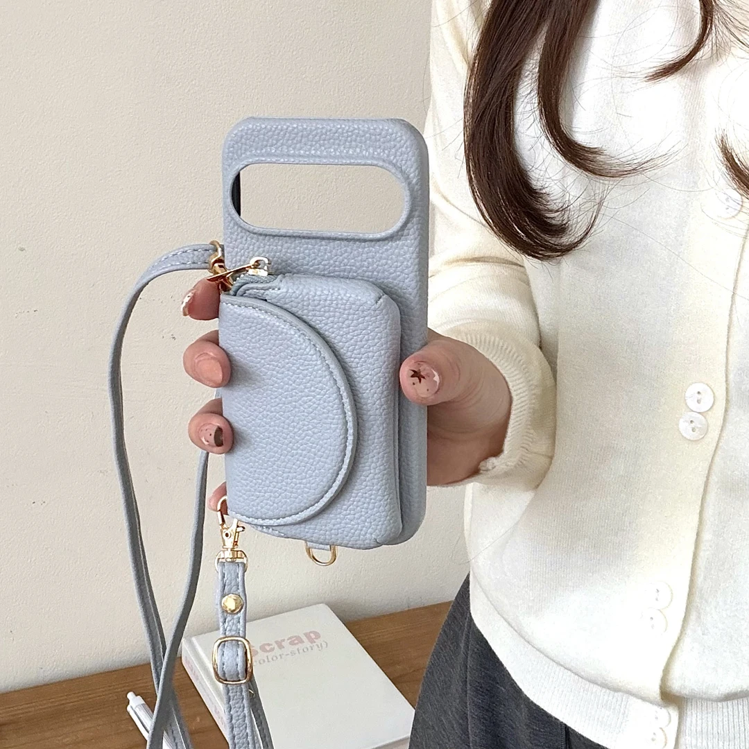 Luxury Crossbody Leather Card Purse Wallet Case with Makeup Mirror Cover