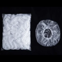 100Pcs Disposable Shower Bath Cap Plastic Waterproof Woman Head Hair Cover Bathing Hat Plastic 2