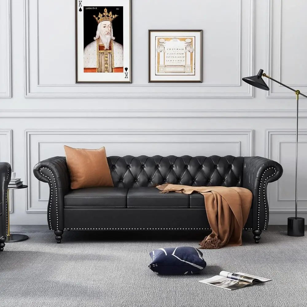 Chesterfield Leather Sofa Set 4