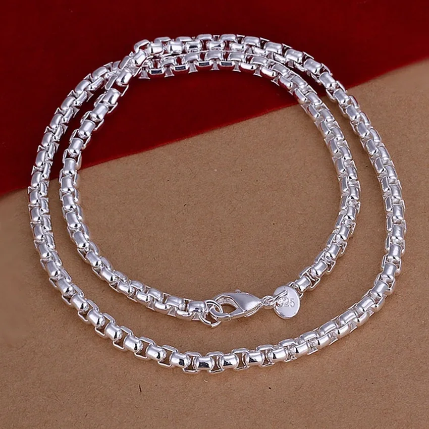 925 Sterling Silver Necklace round box chain wedding noble charm exquisite luxury fashion Women men jewelry 45-60cm silver necklace