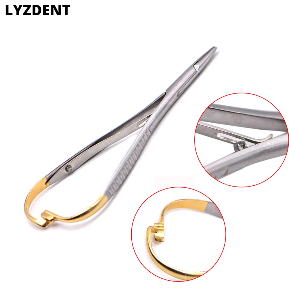 

LYZDENT Stainless Steel Dental Needle Holder Tweezers For Orthodontic Plier With Gold Handle Dental Surgical Instrument