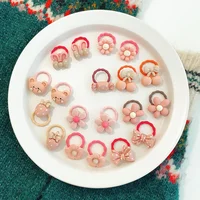 10/20/30/40/50Pcs Lot cute cartoon Bear Bunny Girl Elastic Rubber Band Headdress baby children hair accessories 5