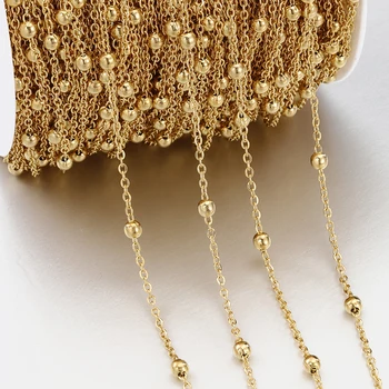 1 metro catene di perline in acciaio inossidabile collana da donna bracciale a sfera catena di collegamento per gioielli che fanno accessori fai da te forniture 1