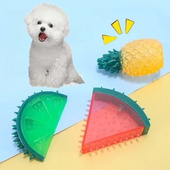 Giocattolo da masticare per cani Frutta che stridulo Pulizia dei denti Giocattolo per cuccioli Forniture per giocattoli interattivi per cani resistenti ai morsi estivi