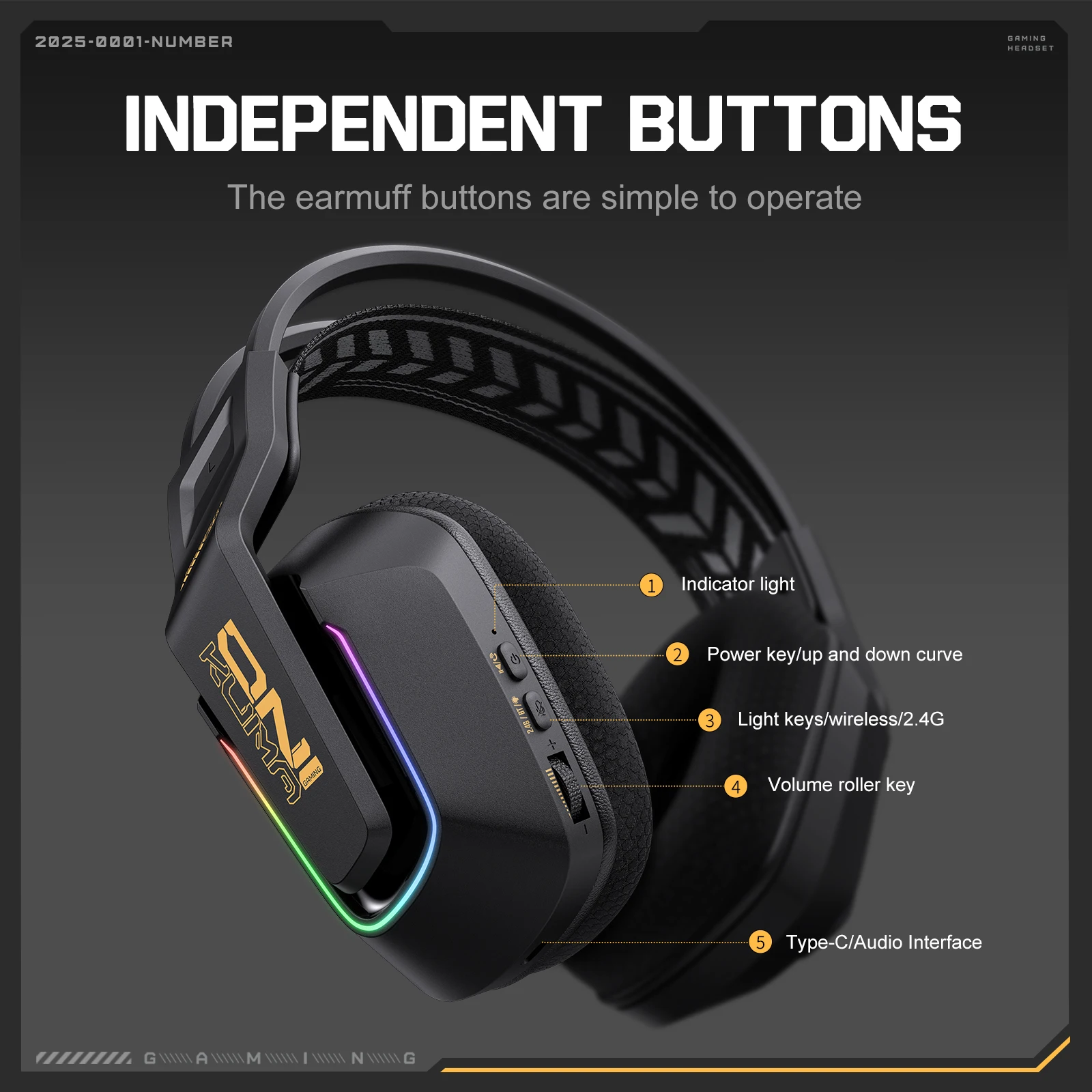ONIKUMA GT828 Wireless Gaming Headset Four-mode Connection Over