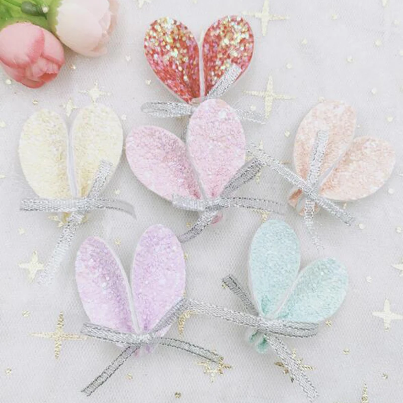 

10pcs/lot Cartoon Sequins Rabbit Ears Patches DIY Handmade Shiny Rabbit Ear Accessories Children's Headwear Decorations