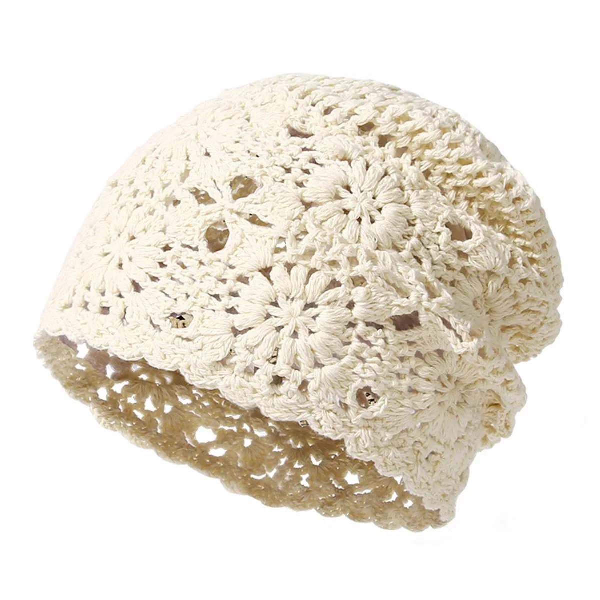 Women's Knitted Hats Japanese Handmade Woven Solid Color Simple Fashionable Sweet Verstaile Hats Hollowed Out Retro Pile Hats - 4