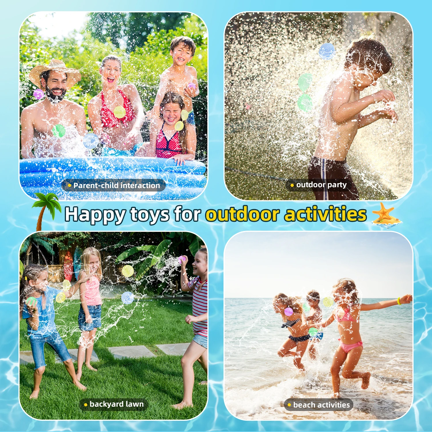 Reusable silicone water ball, spherical water ball toy with quick injection in summer, and fighting fun together