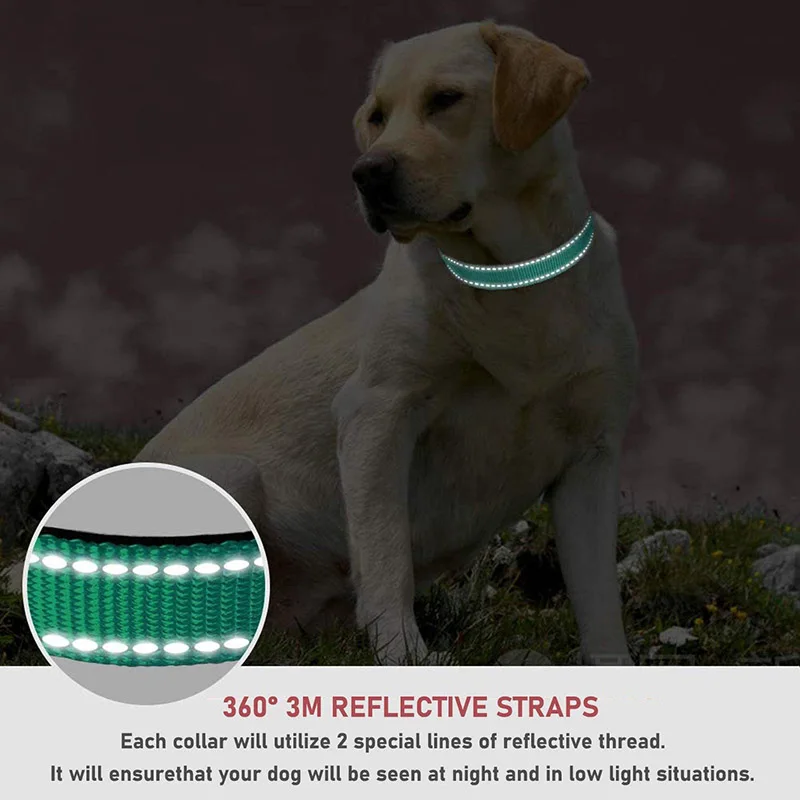 Reflective Dog Collar Strap With Adjustable Safety Nylon Pet Collar Pet Traction Rope Suitable For Small And Medium-Sized Pets 4
