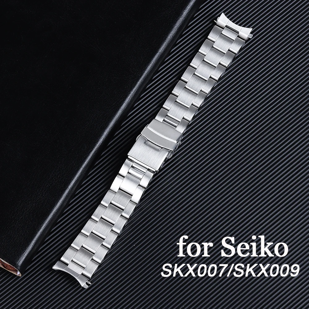 Solid Strainless Steel Watchband Strap for Seiko SKX007 SKX009 Metal