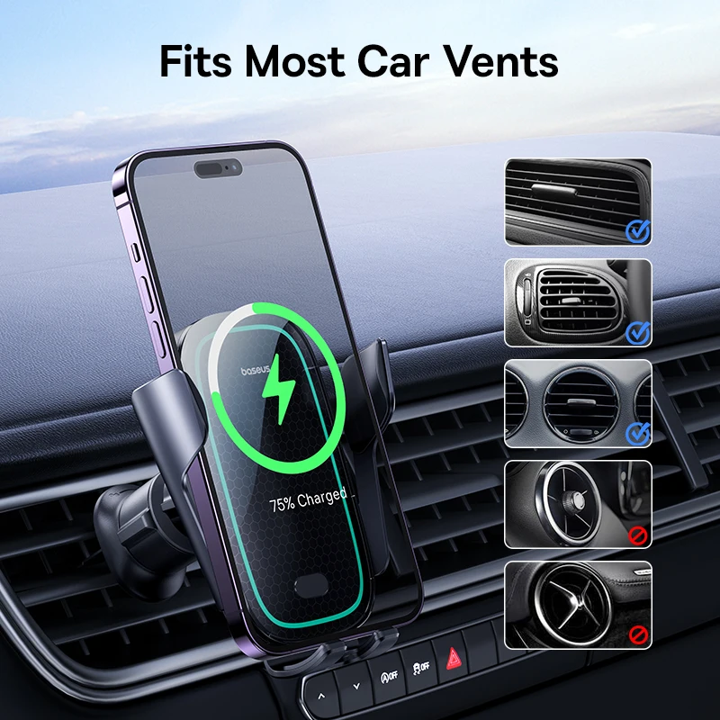 Baseus Automatische Ausrichtung Auto Telefon Halter Drahtlose Ladegerät Für  Samsung iPhone Xiaomi Telefon Halter Auto Halter Air Vent Halter