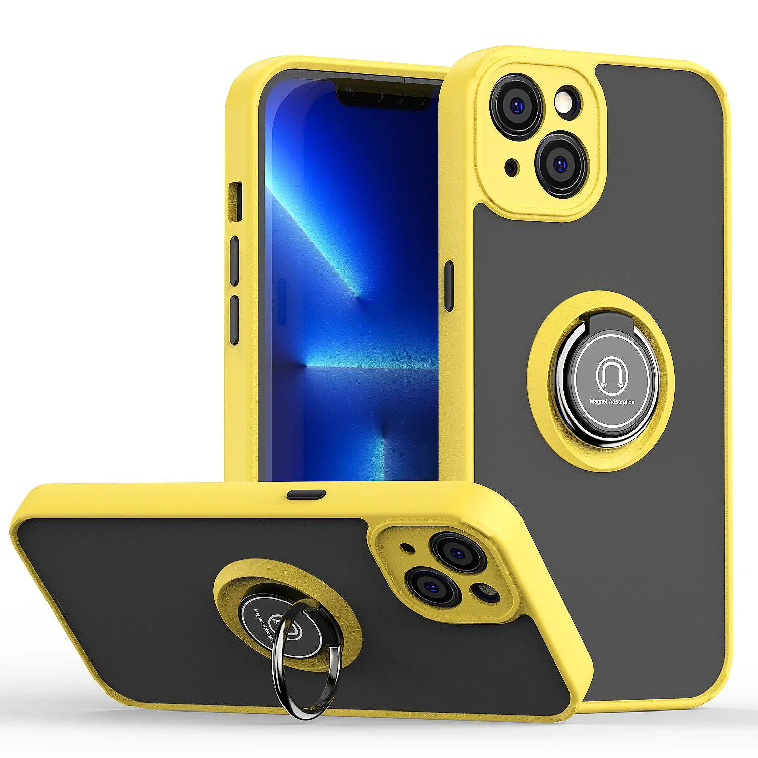 thumbnail image 1 of Luxury Camera Len Protection Case Coque For iPhone 15 Pro Max 14 13 12 11 X XS XR XS 7 8 Plus Ring Stand Holder Back Matte Cover, 1 of 5