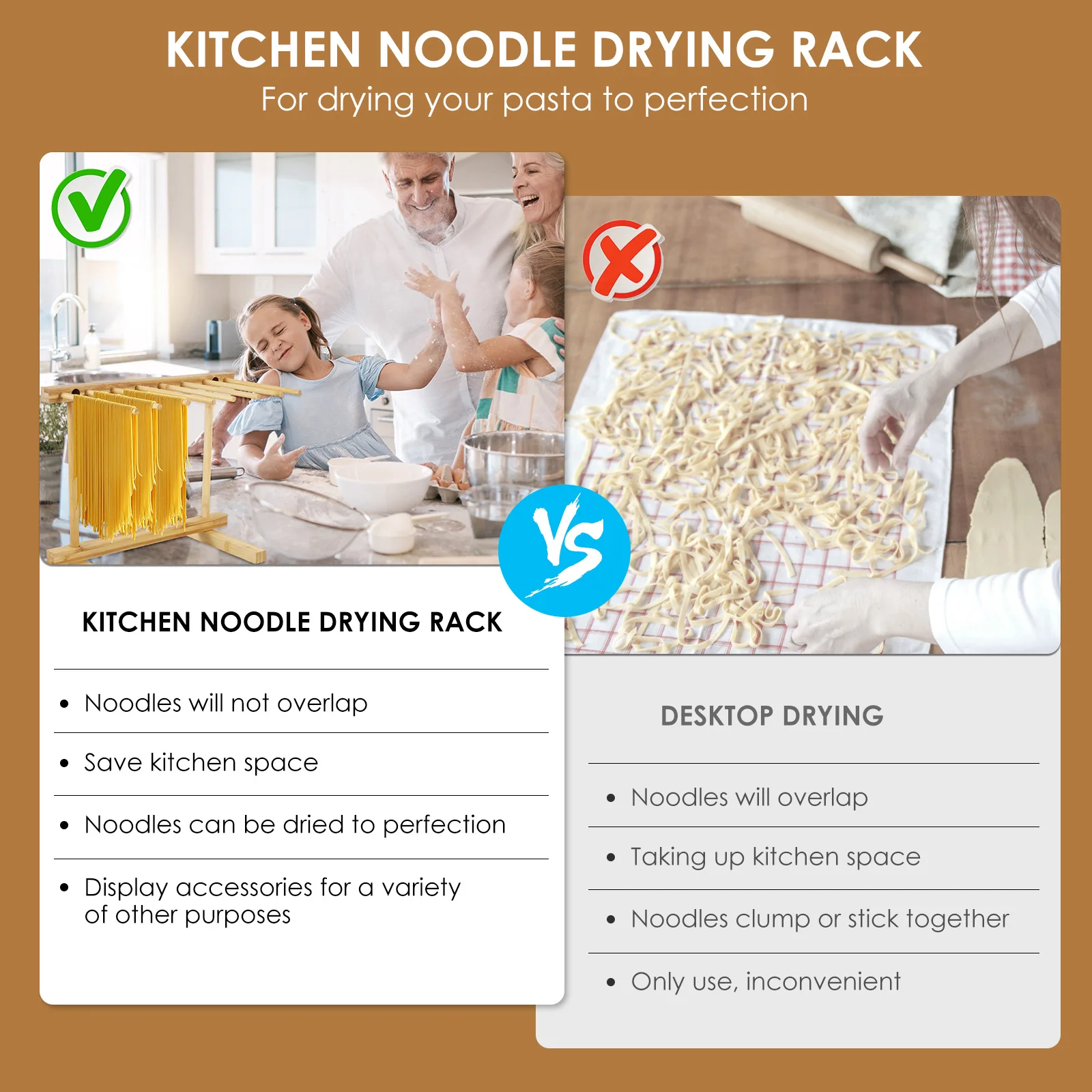 Pasta Drying Rack with 8 Bars Wooden Noodle Hanging Rack Detachable Pasta Dryer Stand Cooking Tools Kitchen Accessories pasta drying rack pasta rack