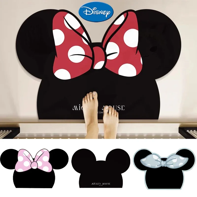 Floor Mat Disney Mickey Minnie Carpets Cartoon Cute Diatom Ooze Floor Mat Kitchen Bath Anti Slip Water-Absorbing Quick-Drying Carpets
