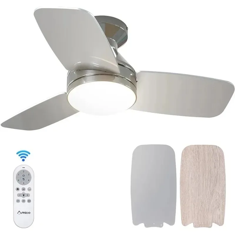 

Ceiling Fans with Lights, 30 inch Low Profile Ceiling Fan with Light and Remote Control, Flush Mount, 3CCT, Dimmable,Ceiling Fan