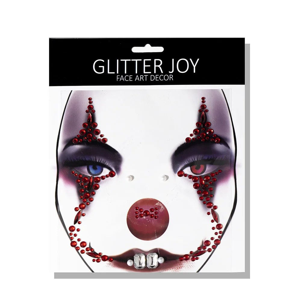 1Pc Face Jewel Makeup Sticker For Carnival Halloween Festival Skull Bone Dressing With Teeth Party Night Club Makeup Body Art 2