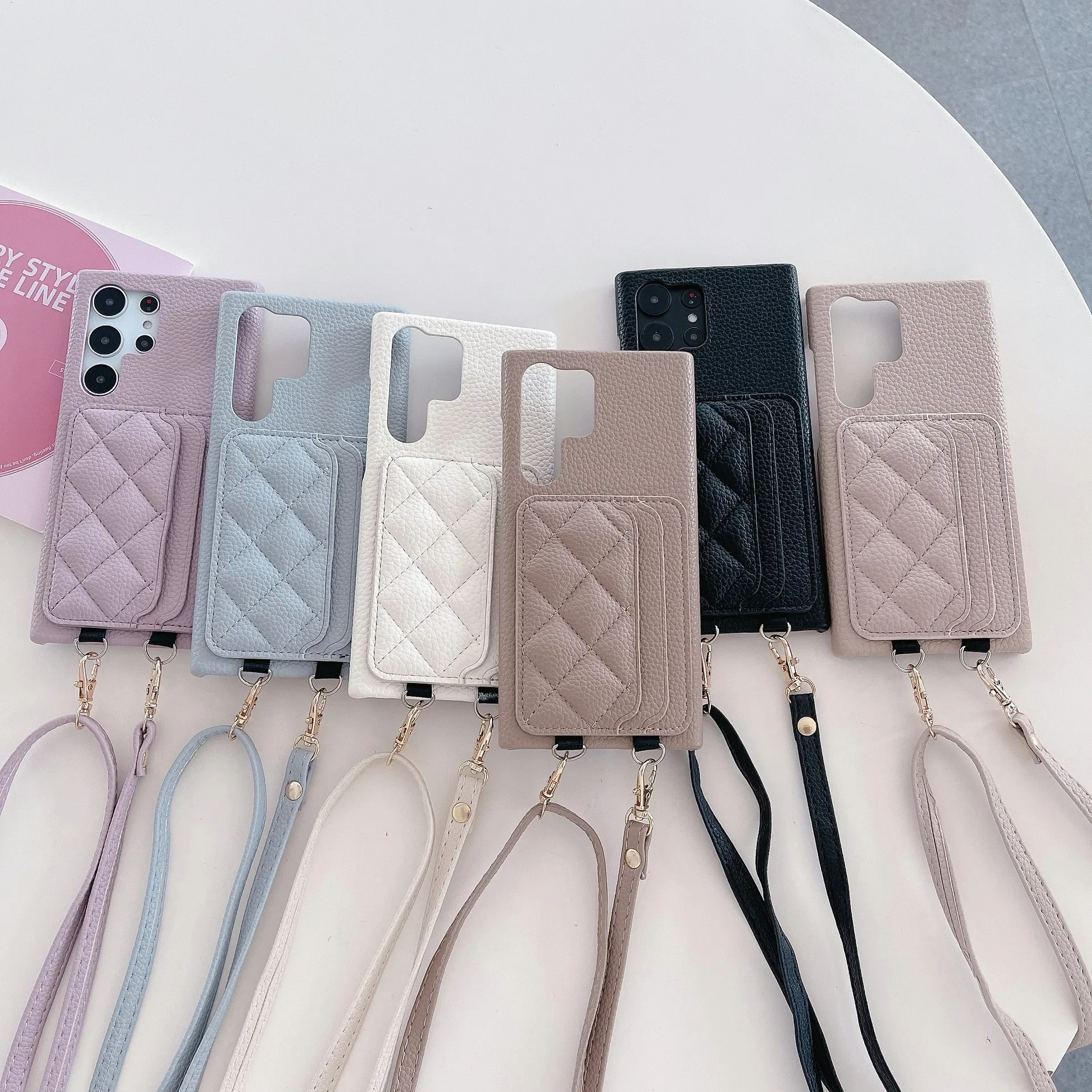 Leather Crossbody Phone Case with Card Holder Attachment