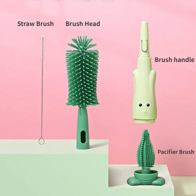 Baby Bottle Brush 3-In-1 360 Degree Silicone Cup Bottle Cleaning Brushes Set andheld Soft Head Food Grade cleaning brush bottle cleaning brush bottle brush cleaning brush set