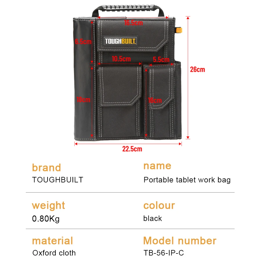 TOUGHBUILT TB-56-IP-C IPad Organizer + Grid Notebook Portable Tablet Work Bag Wear-resistant and Waterproof Bag Tool Bag 2