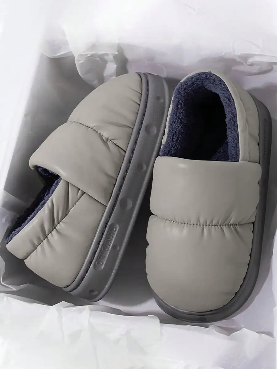 Men's Home Slippers Warm Shoes Bag Heel Indoor and Outdoor Non-slip Thick Bottom Casual Daily Home Bag Heel Cotton Shoes — view 6