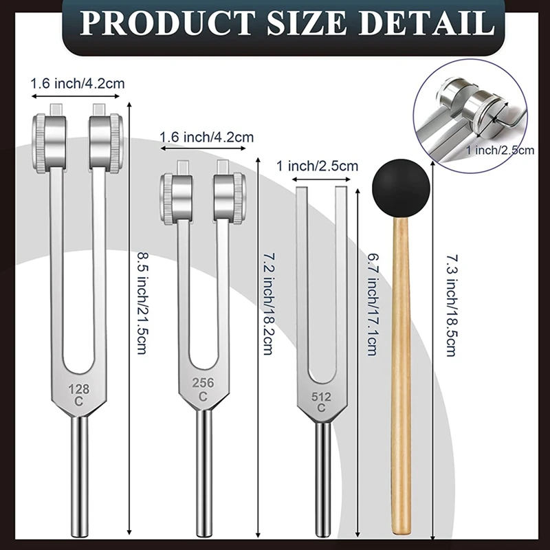 Set di diapason-128Hz, 256Hz, 512Hz, diapason perfetti per la guarigione, Chakra, terapia del suono, mantenere il corpo, la ment - Image 3