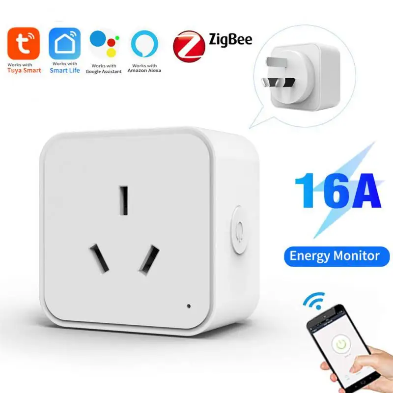 Tuya smart wifi zigbee plug au 16a with power monitor timing smart home