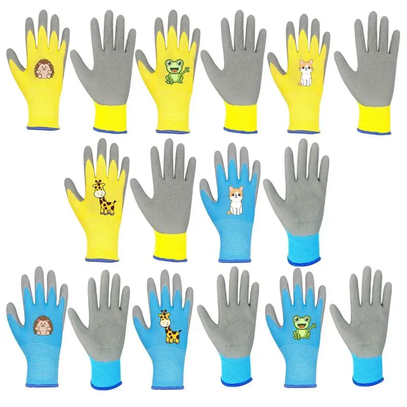 

4 Pairs Gardening Gloves For Kids Latex Coated Kids Children Protective Durable Waterproof Garden Gloves Anti Bite Work Gadget