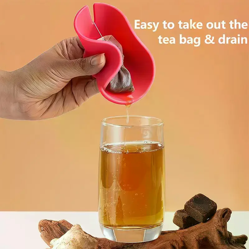Silicone Tea Bag Holder & Squeezer with Handle - Reusable, Dishwasher Safe, Easy-to-Use Mug Accessory