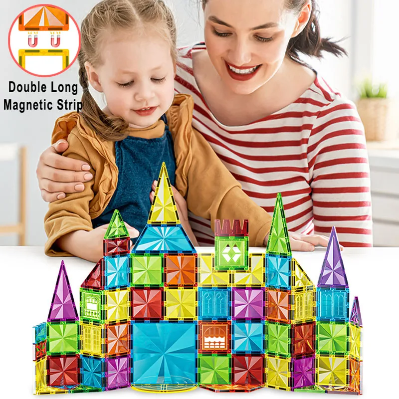 Magnetic Building Blocks Tile Kids Toy DIY Magnetic Designer Construction Set Animal Dinosaur Montessori Educational Toy for Boy