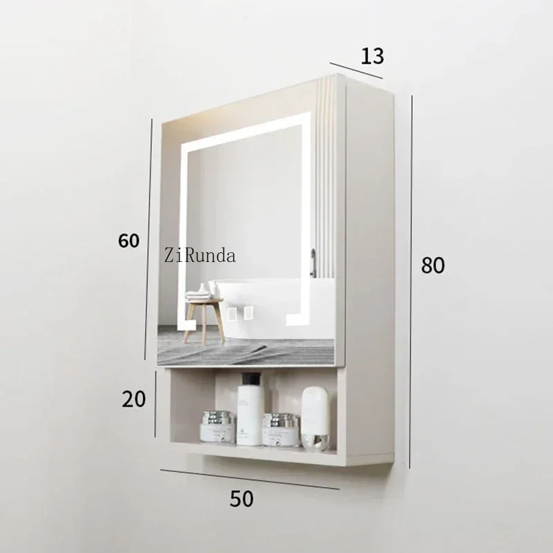 Smart Bathroom Mirror Cabinet Aluminum Alloy Lavatory Locker Wall Hanging Mirror Cabinet Bathroom Furniture Armario Ba&ntilde;o FYBC