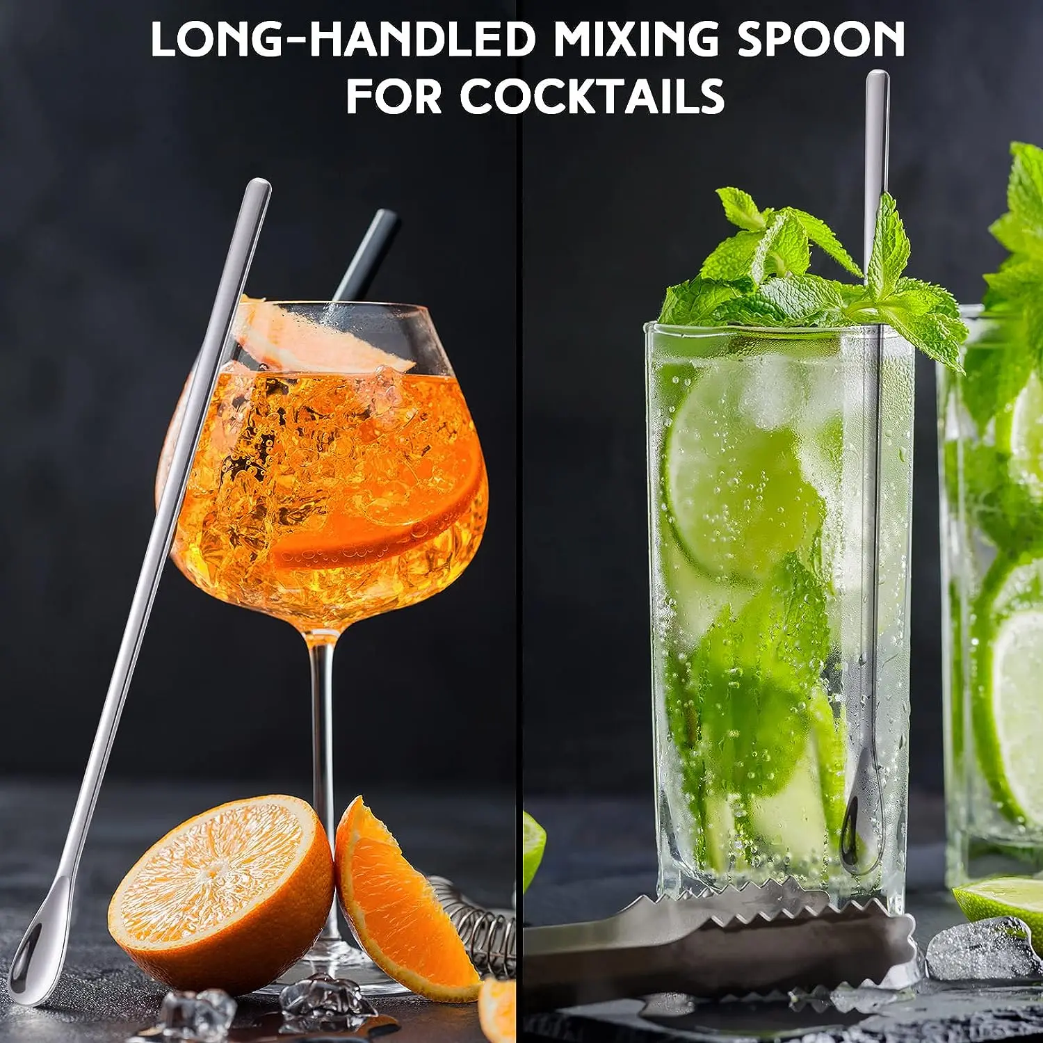 Stainless Steel Spoon Long Handle Stirring Coffee Tea Ice Bar Tableware Kitchen Tool Seasoning Mixing Dessert
