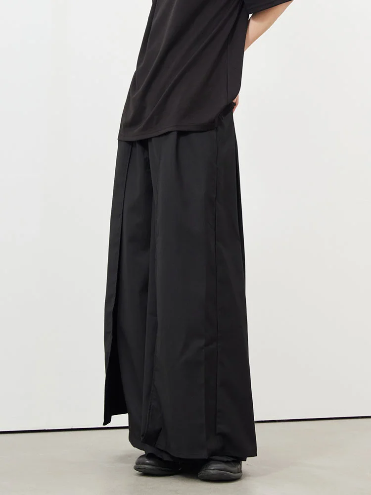[EAM] Women Black Pleated Long Elegant Wide Leg Pants High Waist New Loose Fit Trousers Fashion Tide Spring Autumn 2026 1DF9092