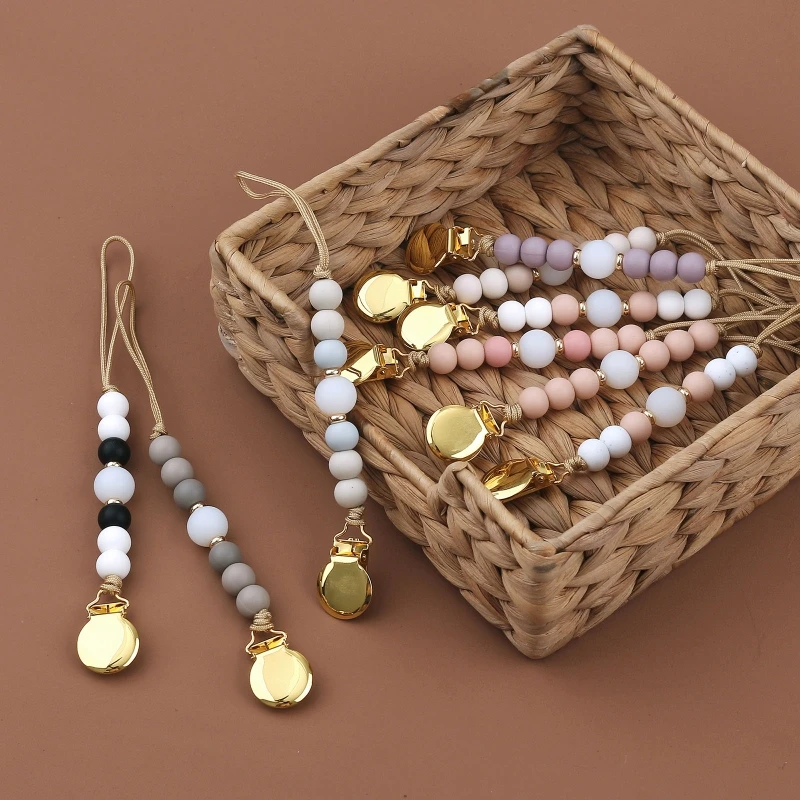 Pacifier Clips Chain Silicone Beads BPA Free DIY Dummy Clip Holder Soother Chains Baby Teething Toys Chew Shower Gifts pacifier chain pacifier clip teething toys pacifier accessories teething toy tethers teething beads teether clip